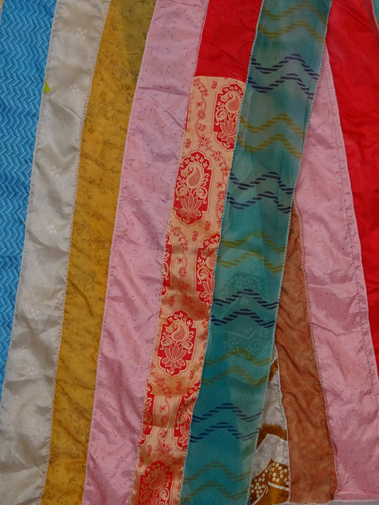 Recycled Sari Scarf - Rainbow Patchwork