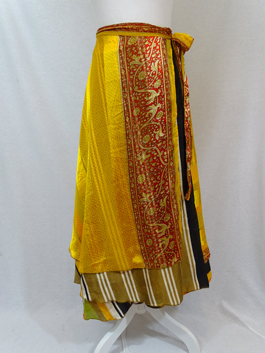 Stripes Sari Wrap Skirt - Ankle Length - Regular Size