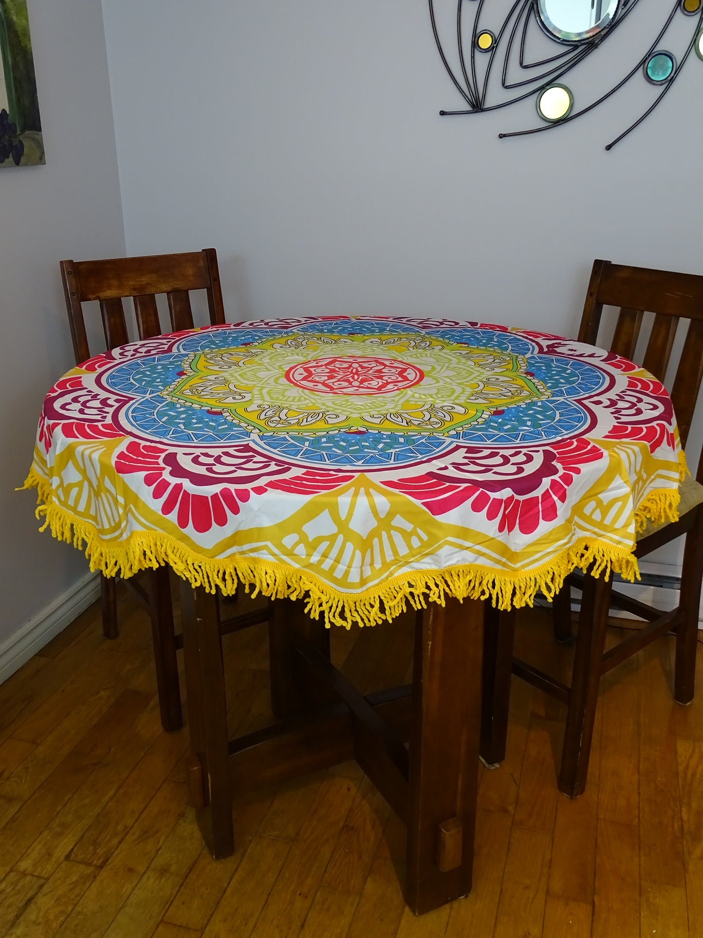 Round Mandala Beach Throw - Yellow-Blue