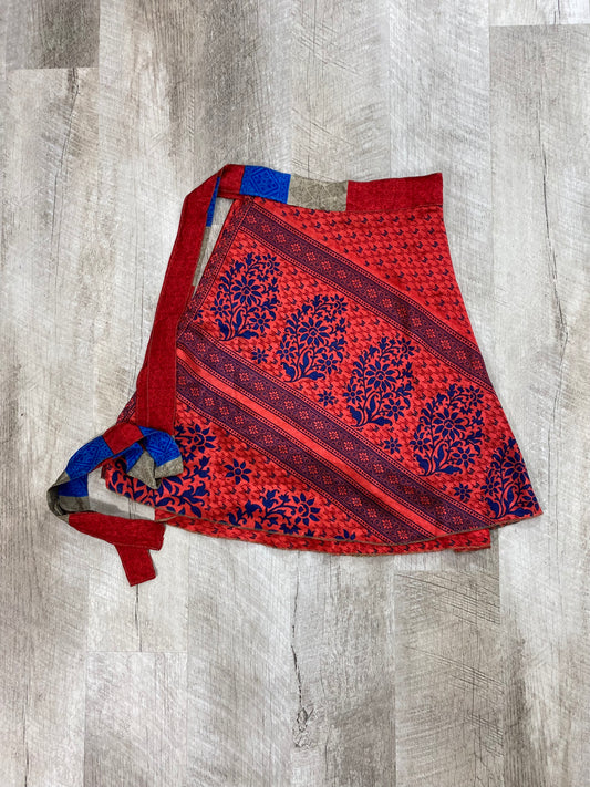 Paint the Town Red Mini Sari Wrap Skirt - Regular Size
