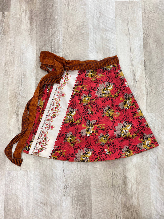 Flock of Peacocks Mini Sari Wrap Skirt - XL Size