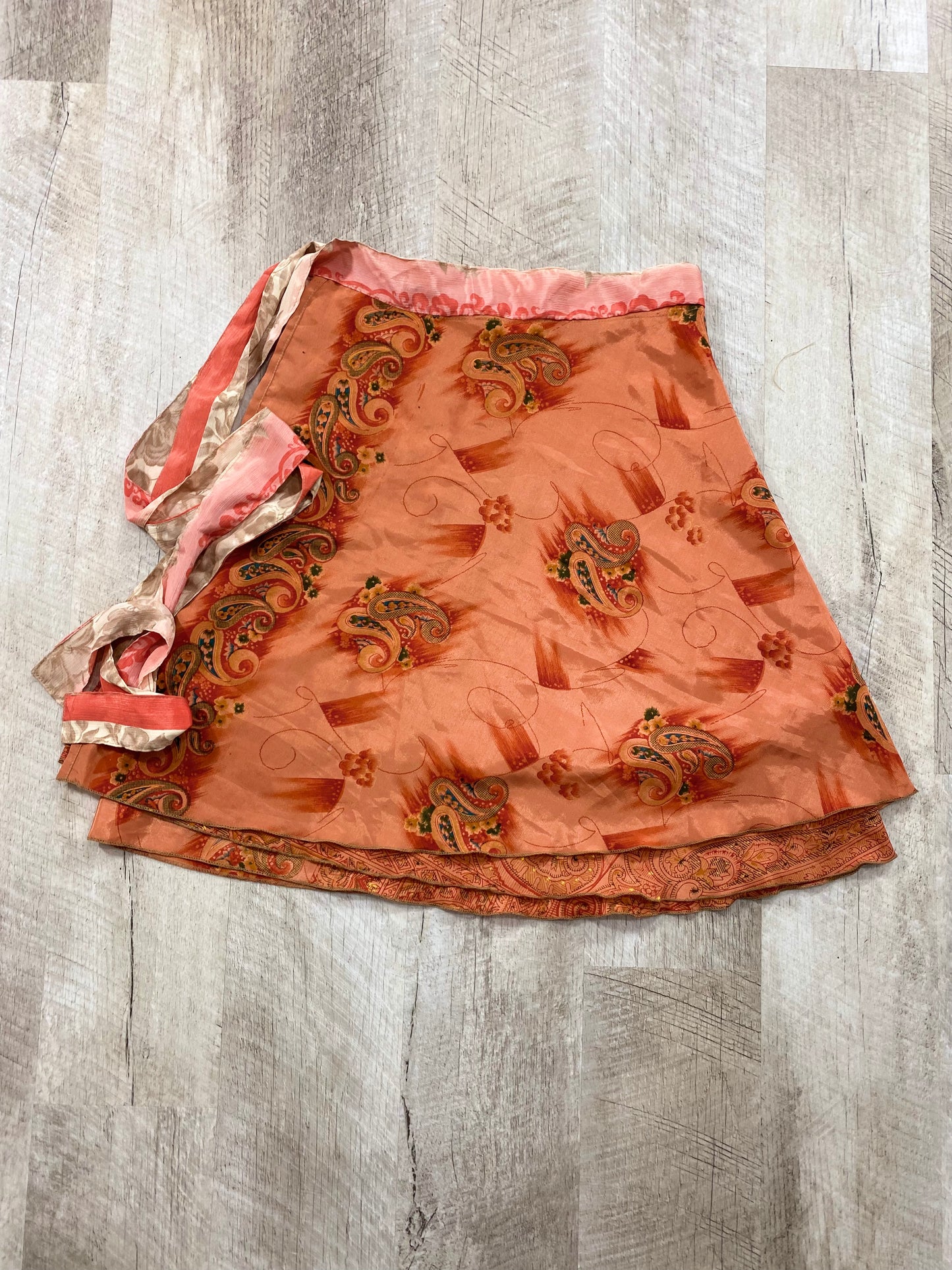 Paisley Tattoo Mini Sari Wrap Skirt - XL Size