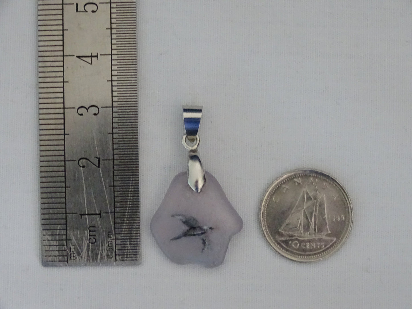 Sea glass bird pendant lavender