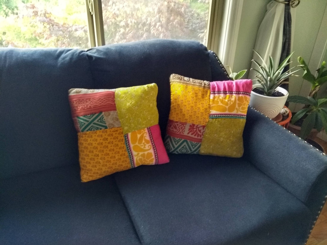 Pillow Shams from Repurposed Sari Wrap Skirts