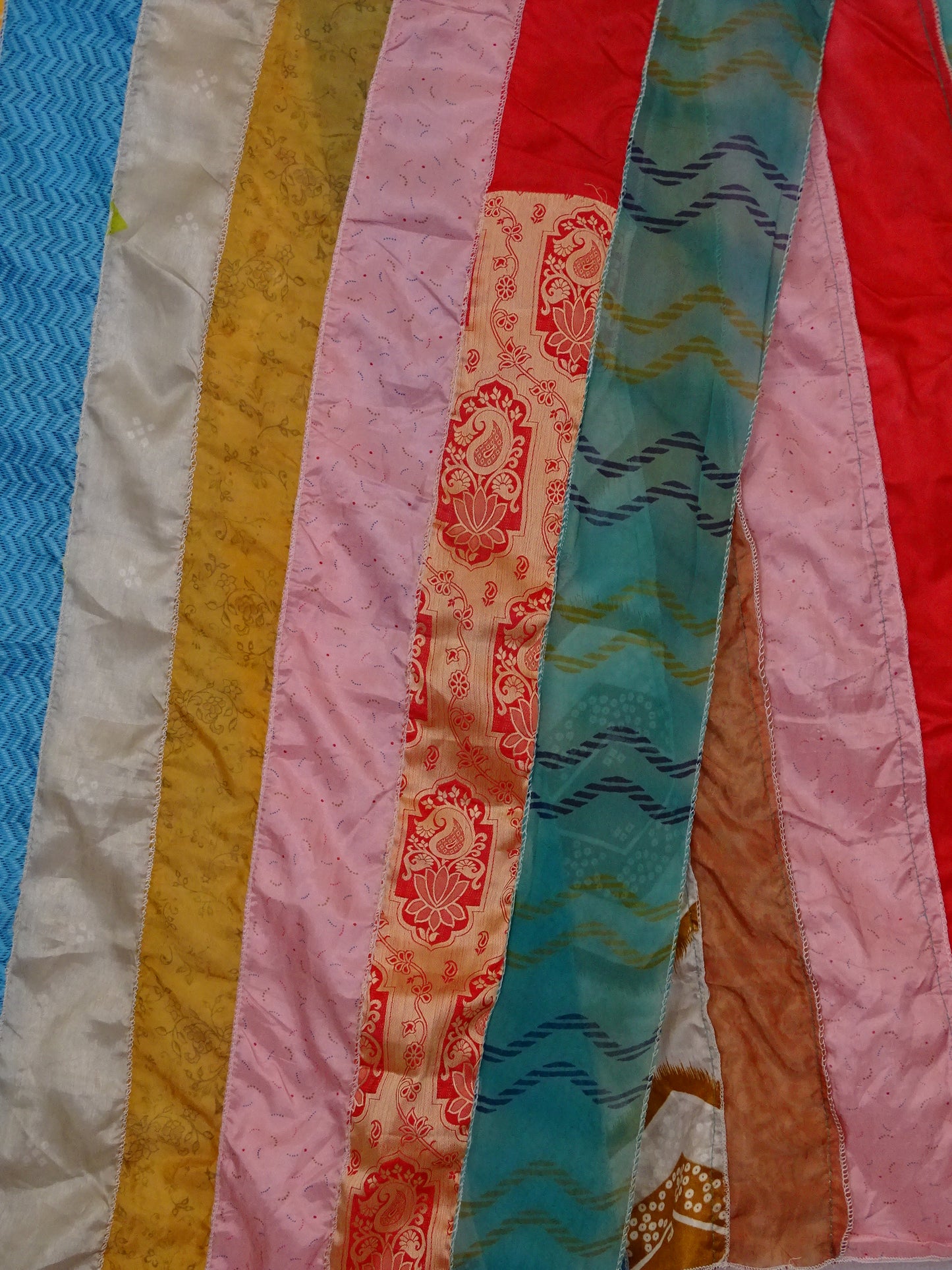 Recycled Sari Scarf - Rainbow Patchwork