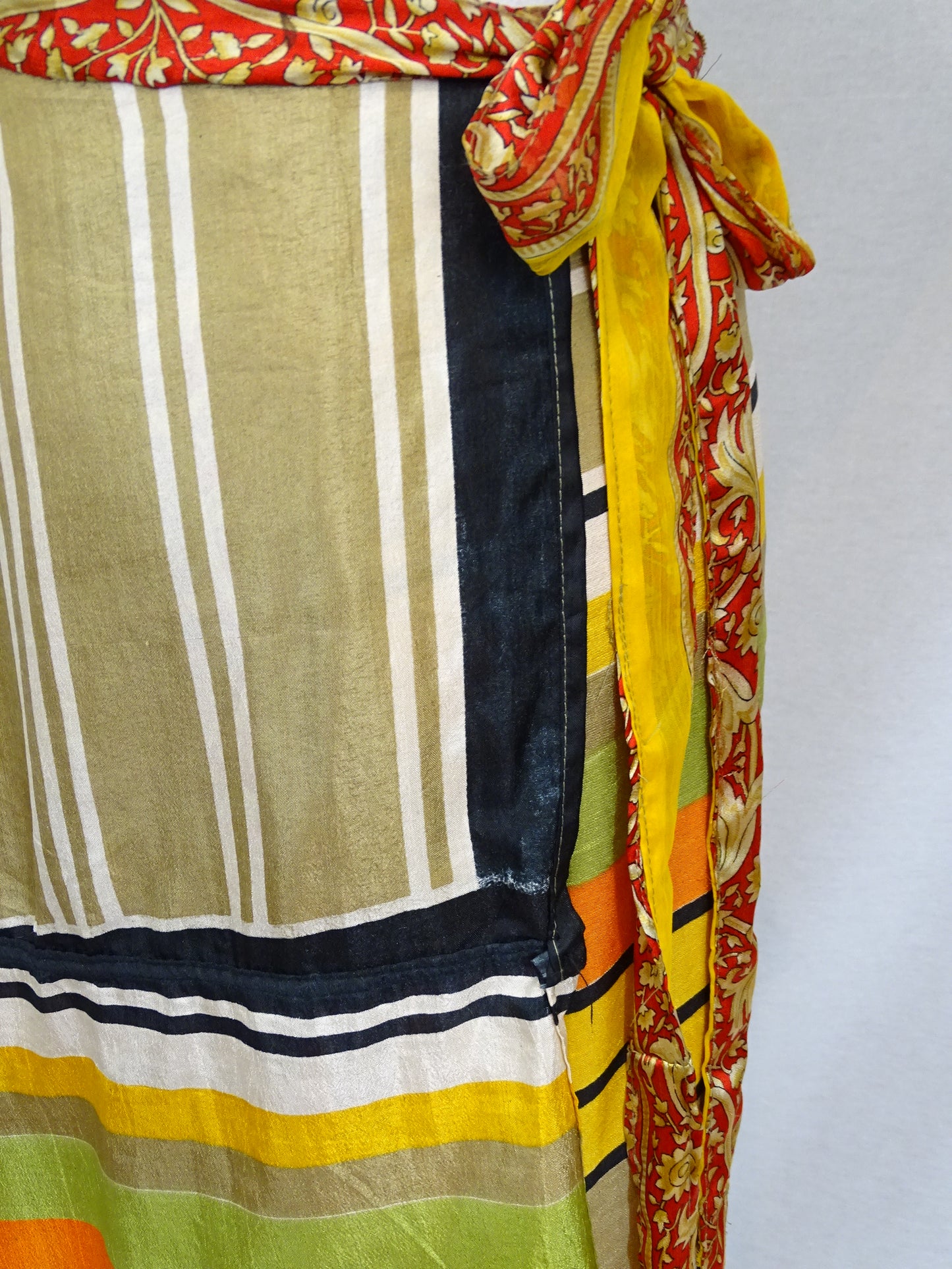 Stripes Sari Wrap Skirt - Ankle Length - Regular Size