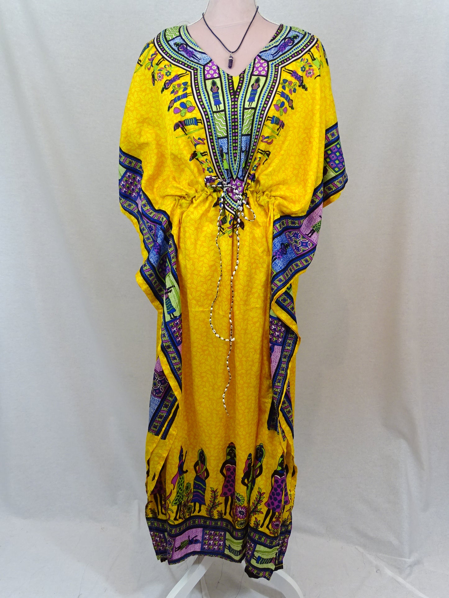 Kaftan Beach Cover Up - Yellow Print