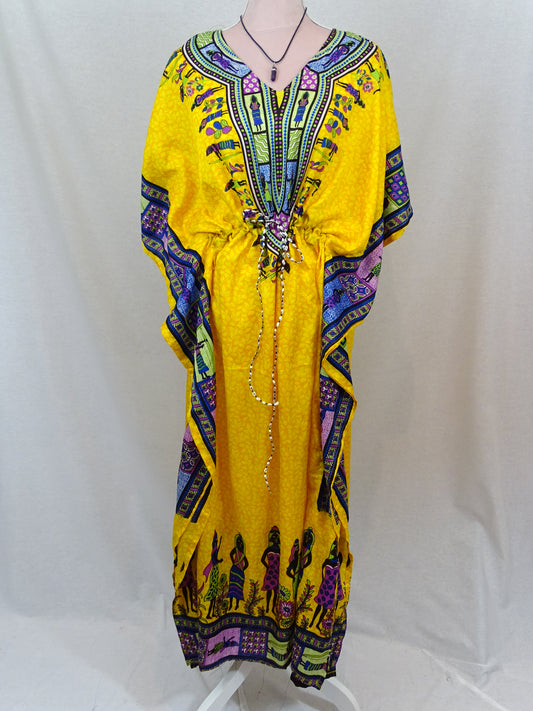 Kaftan Beach Cover Up - Yellow Print