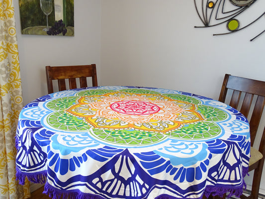 Round Mandala Beach Throw - Purple