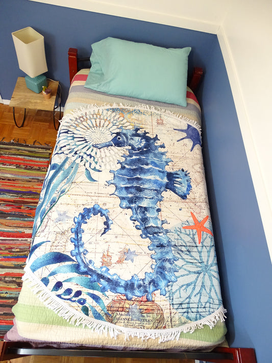 Round Beach Towel - Seahorse