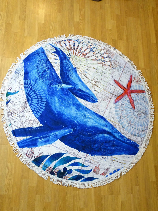 Round Beach Towel - Whale