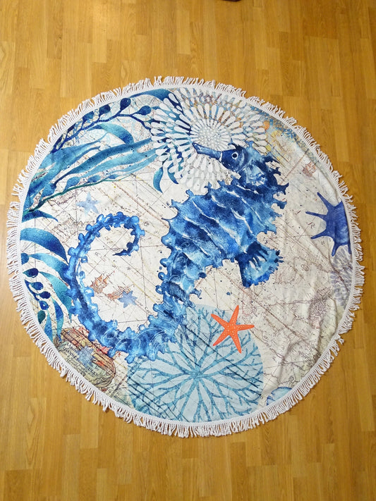 Round Beach Towel - Seahorse