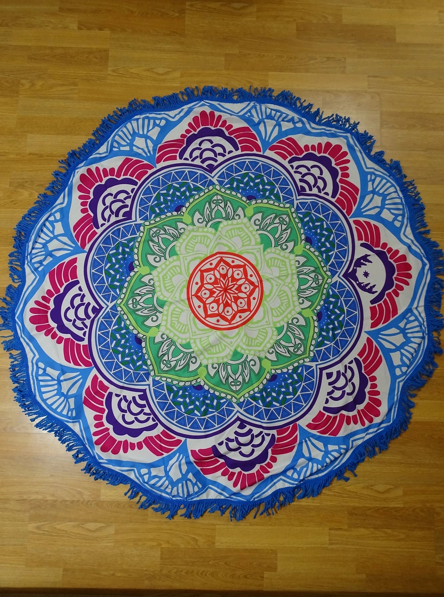 Round Mandala Beach Throw - Blue-Green