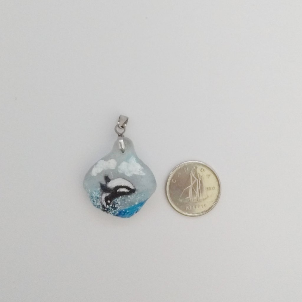 Sea glass Orca Backflip Pendant