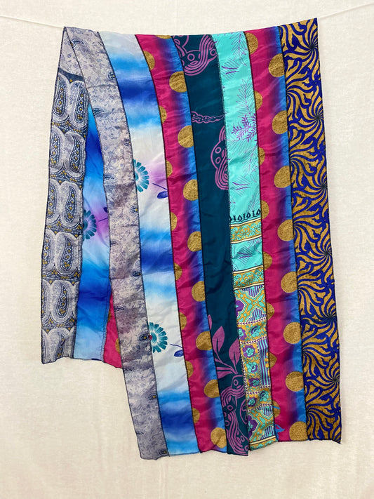 Recycled Sari Scarf - The Blues