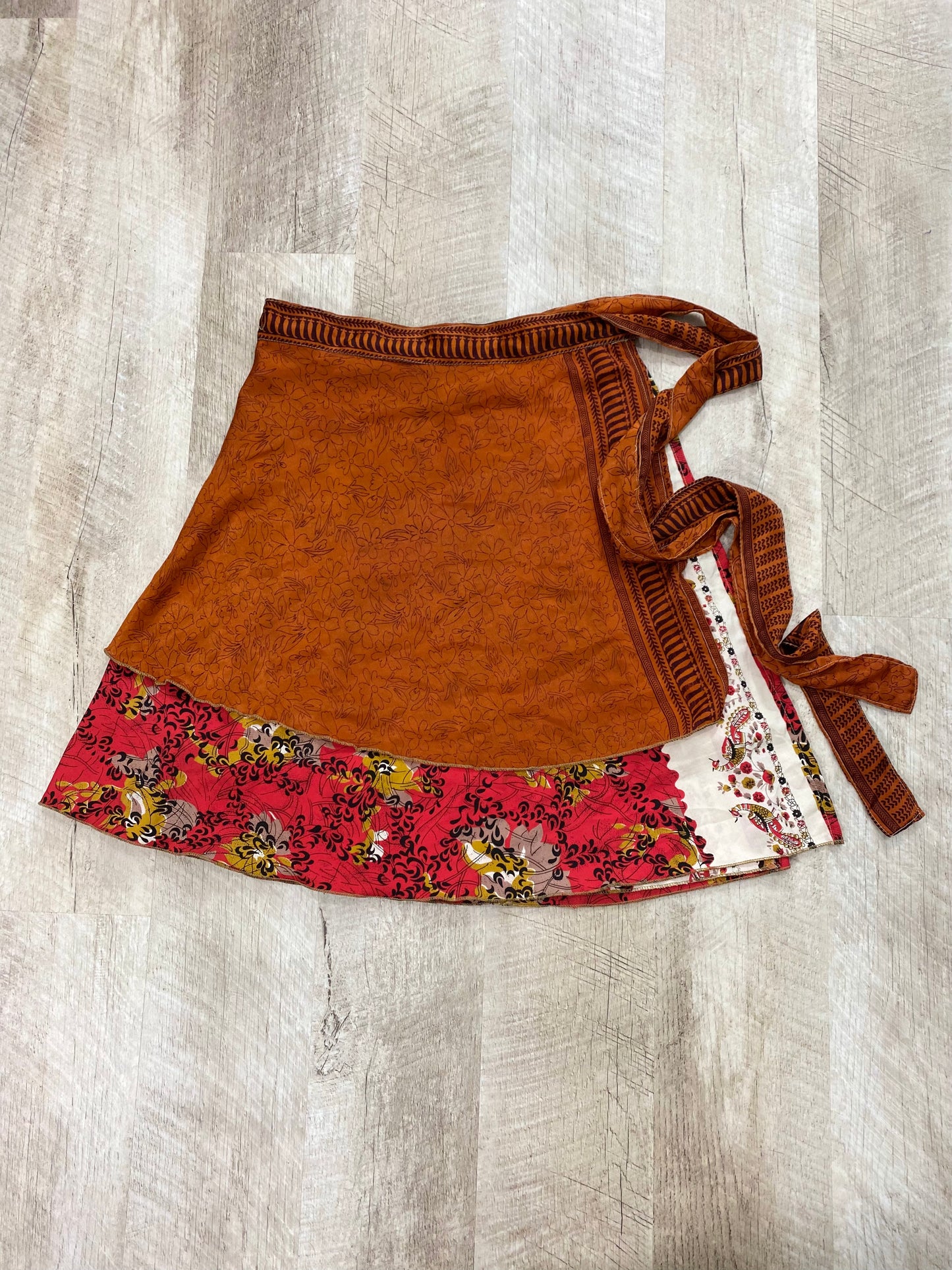 Flock of Peacocks Mini Sari Wrap Skirt - XL Size