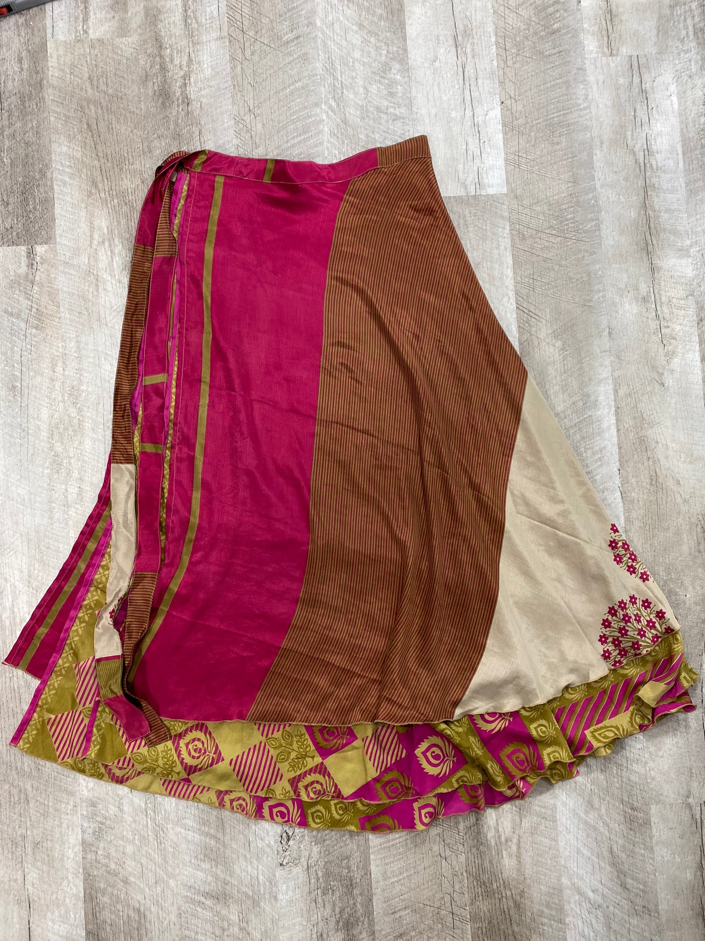 Pink Floral Tree Wrap Skirt - Ankle Length - Goddess Size