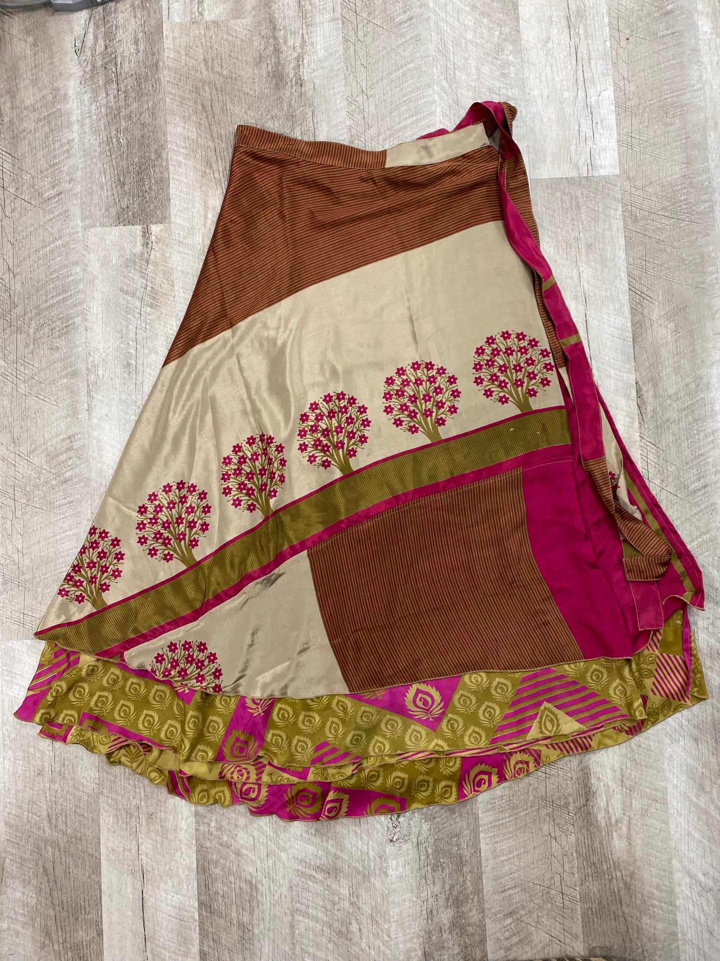 Pink Floral Tree Wrap Skirt - Ankle Length - Goddess Size