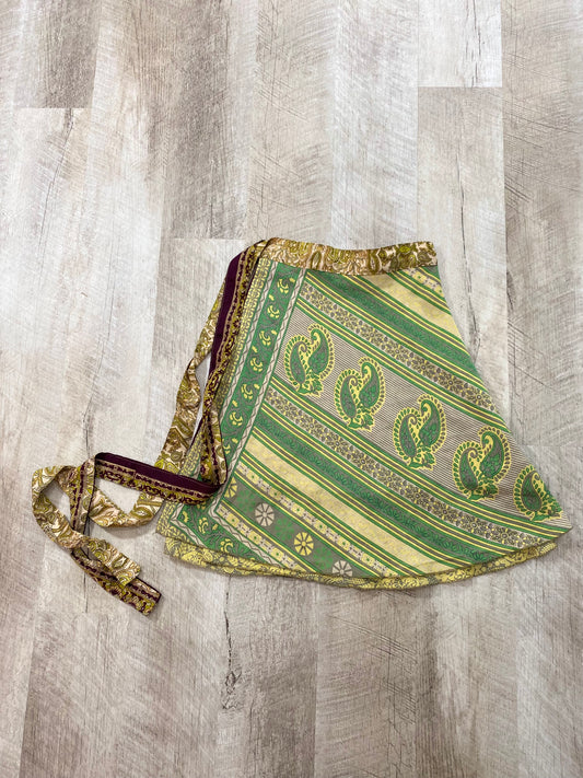 Green with Envy Mini Sari Wrap Skirt - Regular Size