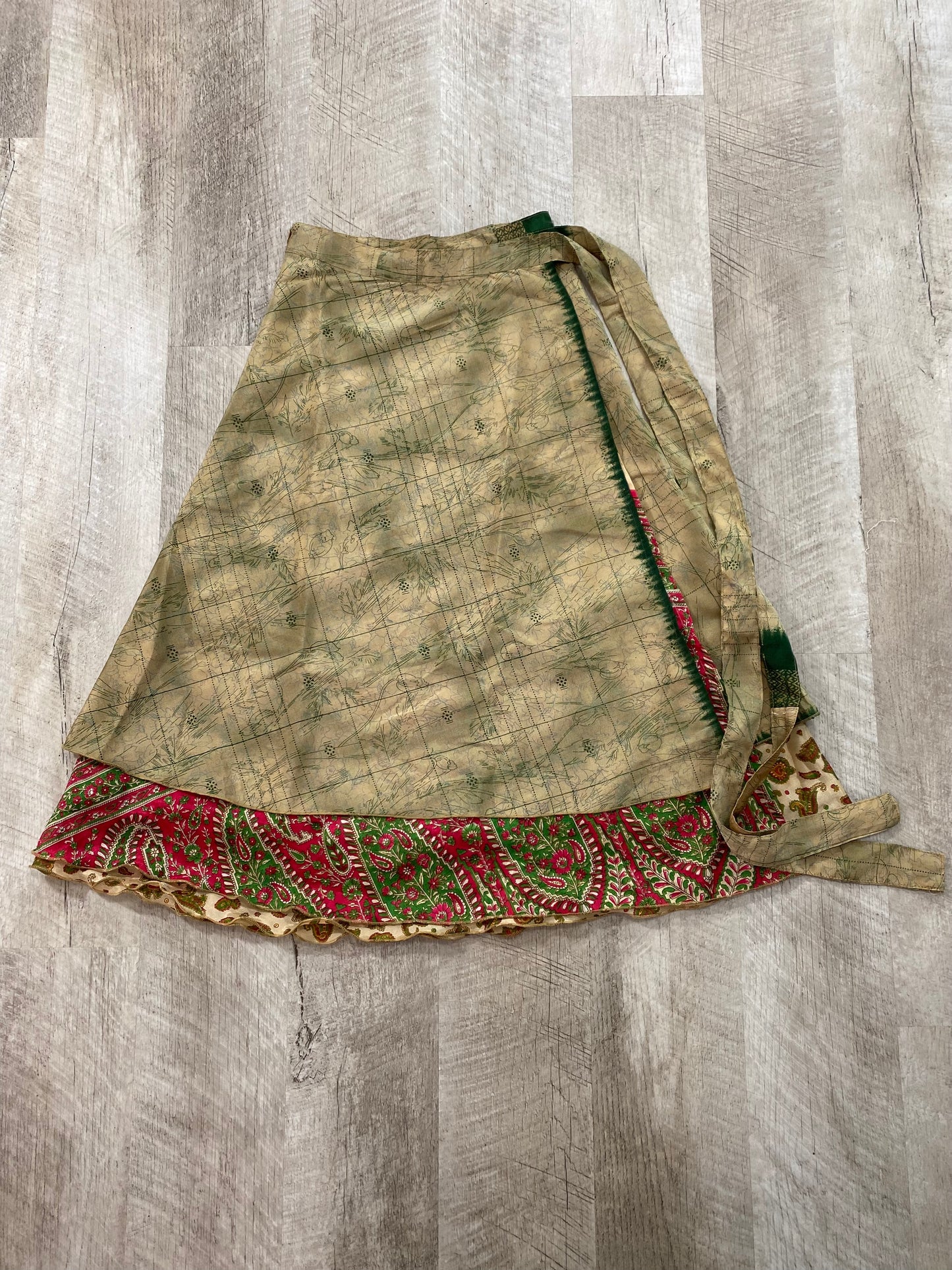 Garden Sketch Wrap Skirt - Calf Length - Regular Size