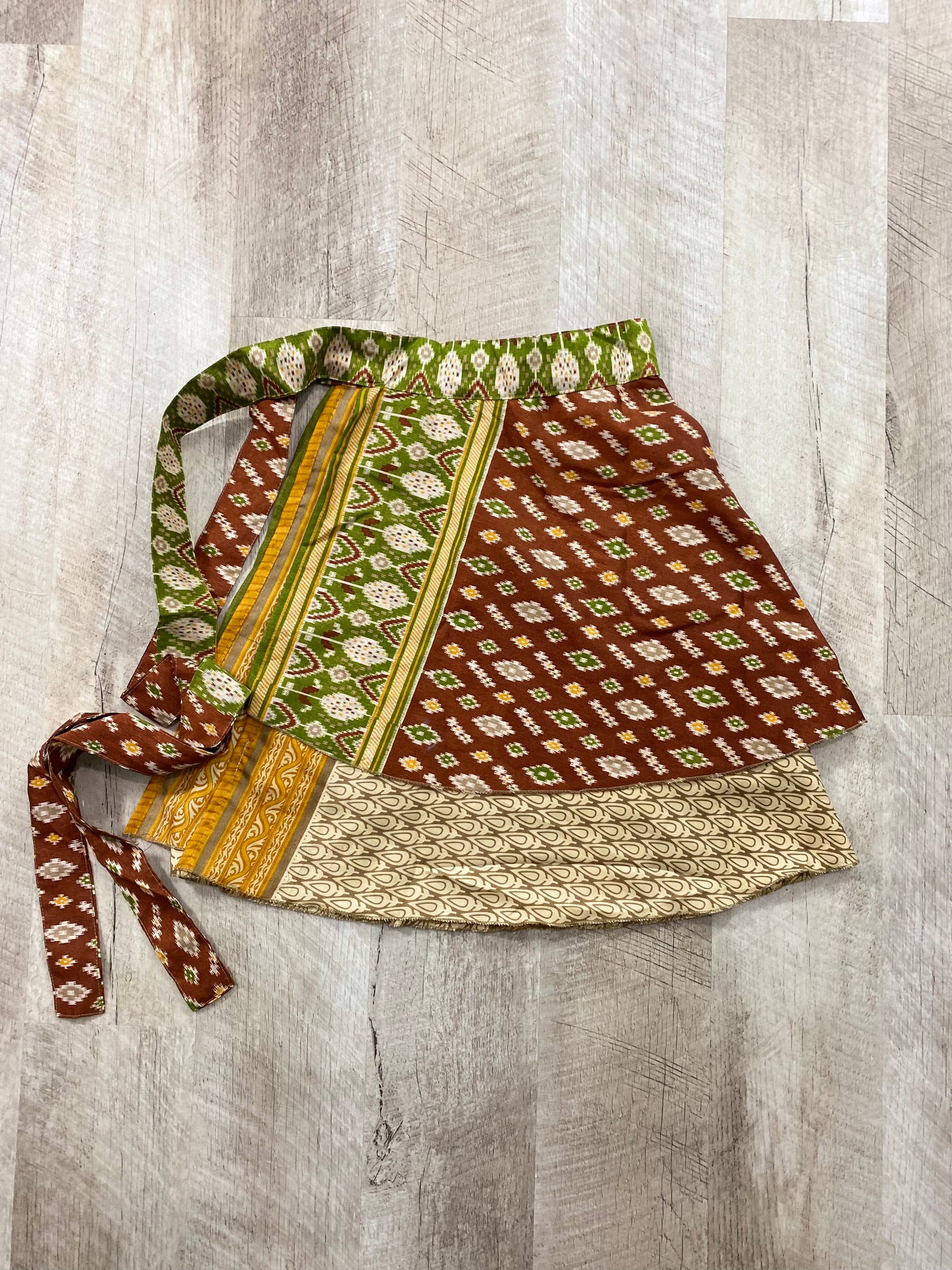Orange Leaf Mini Sari Wrap Skirt - Regular Size